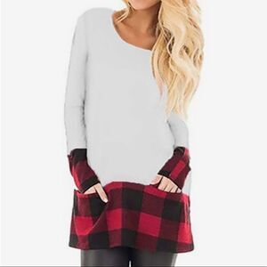 New PinkBlush Women’s Plaid Layered‎ Tunic  Top Size L